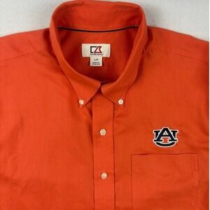 Cutter & Buck Auburn Tigers NCAA Orange Button Down Shirt Mens Lg